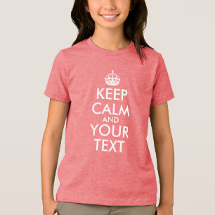 Create Your Own Red and White Text Keep Calm Tri-Blend Shirt