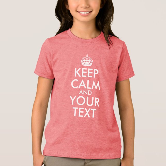 Create Your Own Red and White Text Keep Calm Tri-Blend Shirt (Front)