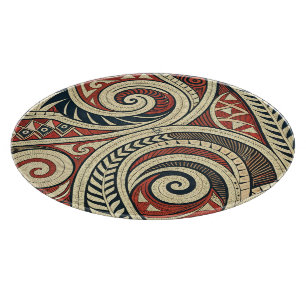 Create Your Own Red Black Bronze Festive Tribal Cutting Board