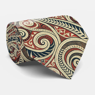 Create Your Own Red Black Bronze Festive Tribal Neck Tie