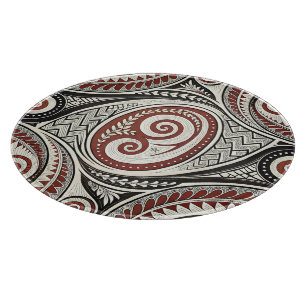 Create Your Own Red Black White Festive Tribal Cutting Board