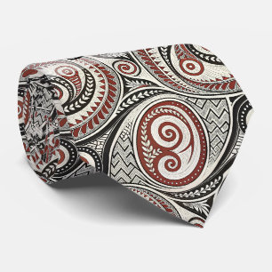 Create Your Own Red Black White Festive Tribal Neck Tie