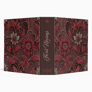 Create Your Own Red Bronze Vintage Floral Vine 3 Ring Binder