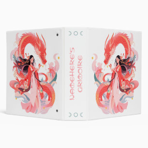 Create Your Own Red Chinese Dragon Garden Goddess 3 Ring Binder