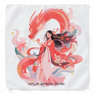 Create Your Own Red Chinese Dragon Garden Goddess Bandana