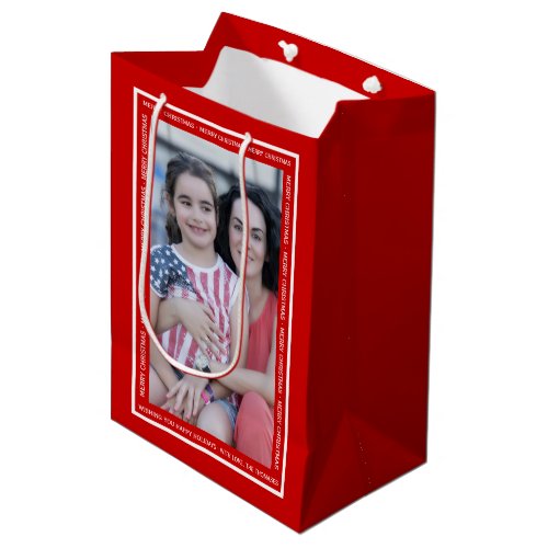 Create your own red Christmas holiday photo Medium Gift Bag