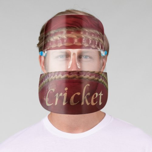 Create Your Own Red Cricket Leather Ball Design Face Shield