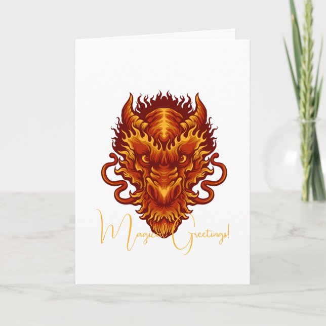 Create Your Own Red Dragon Head Card (Front)