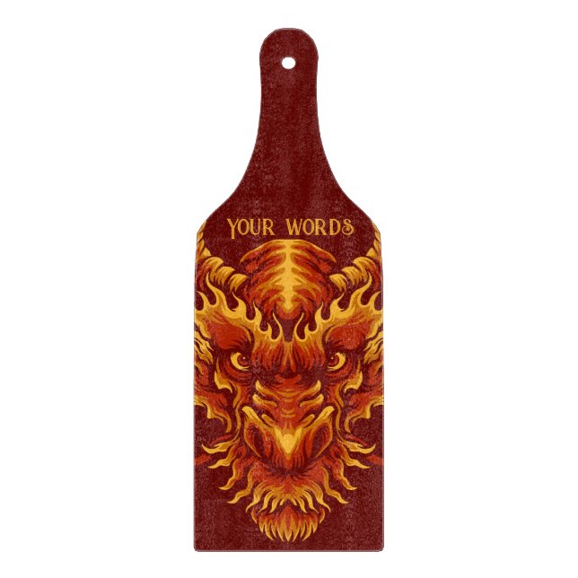 Create Your Own Red Dragon Head Cutting Board (Front)