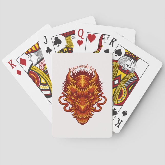 Create Your Own Red Dragon Head Poker Cards (Back)