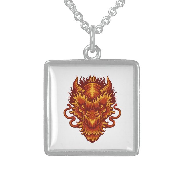 Create Your Own Red Dragon Head Sterling Silver Necklace (Front)