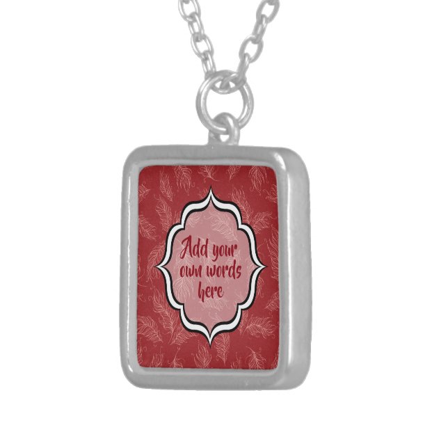 Create Your Own Red Feathers Silver Plated Necklace (Front Right)