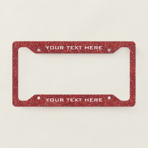 Create Your Own Red Glitter Custom  License Plate Frame