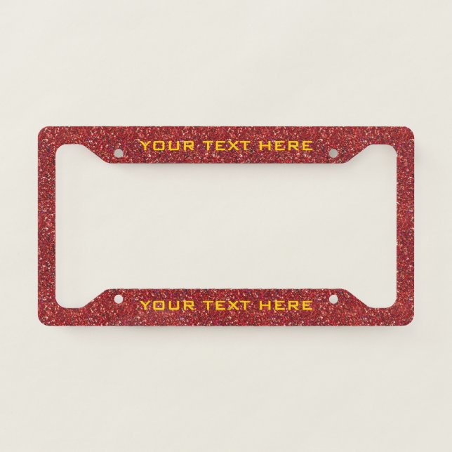Create Your Own Red Glitter Custom  License Plate Frame (Front)