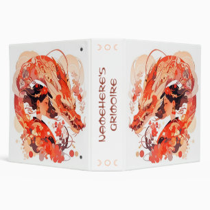 Create Your Own Red Gold Chinese Dragon Maiden 3 Ring Binder