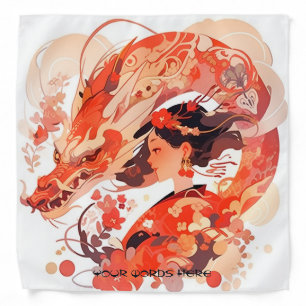 Create Your Own Red Gold Chinese Dragon Maiden Bandana
