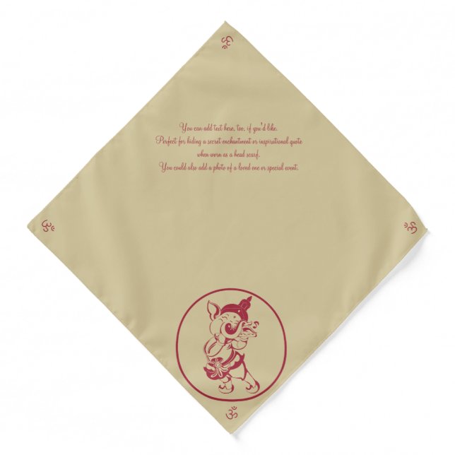Create Your Own Red & Gold Ganesh Flute Bandana (Front)