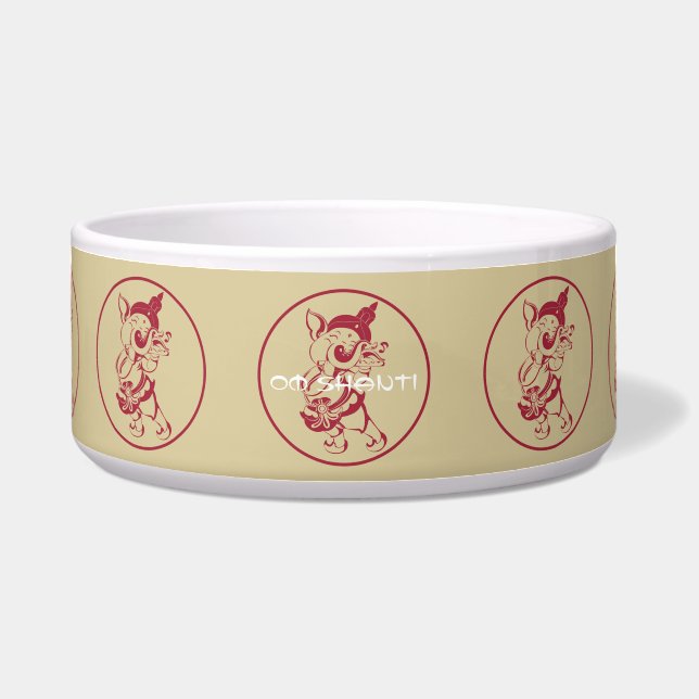 Create Your Own Red & Gold Ganesh Flute Bowl (Front)