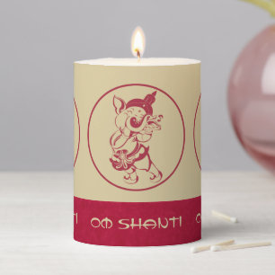 Create Your Own Red & Gold Ganesh Flute Pillar Candle