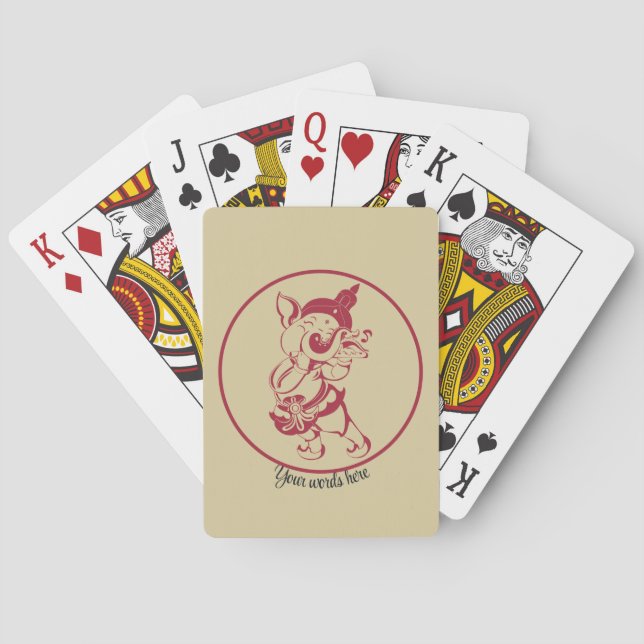 Create Your Own Red & Gold Ganesh Flute Poker Cards (Back)
