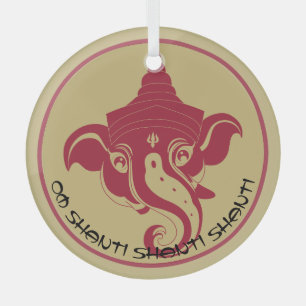 Create Your Own Red & Gold Ganesh Glass Ornament