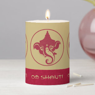 Create Your Own Red & Gold Ganesh Pillar Candle