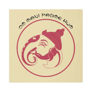 Create Your Own Red & Gold Ganesh Profile Metal Print