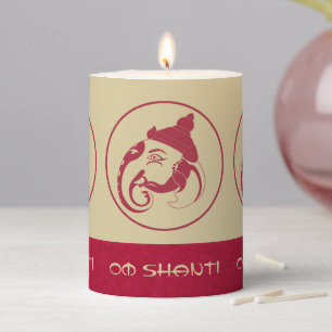 Create Your Own Red & Gold Ganesh Profile Pillar Candle