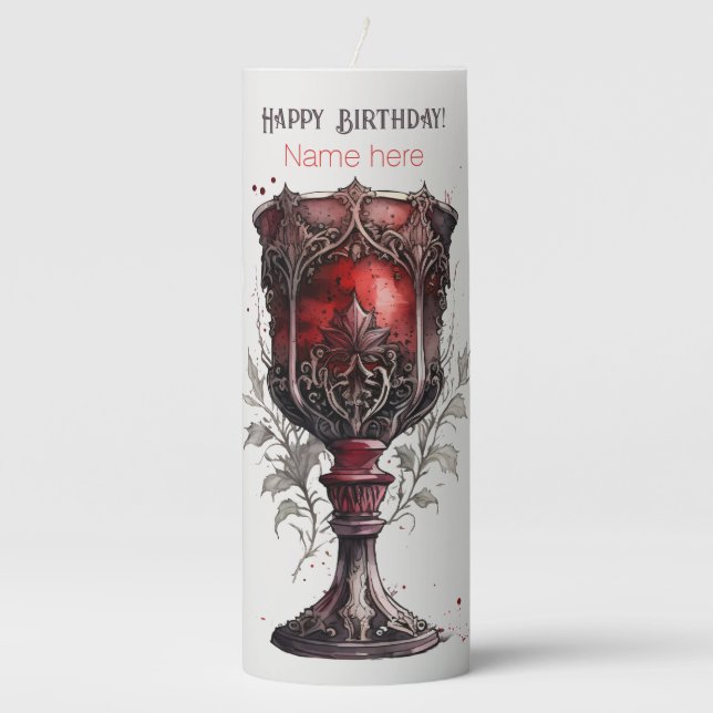 Create Your Own Red Gothic Chalice Pillar Candle (Front)