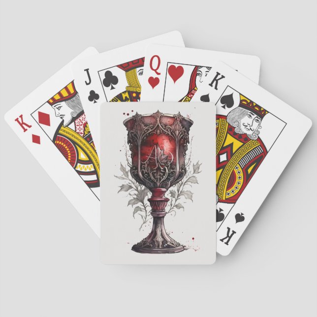 Create Your Own Red Gothic Chalice Poker Cards (Back)