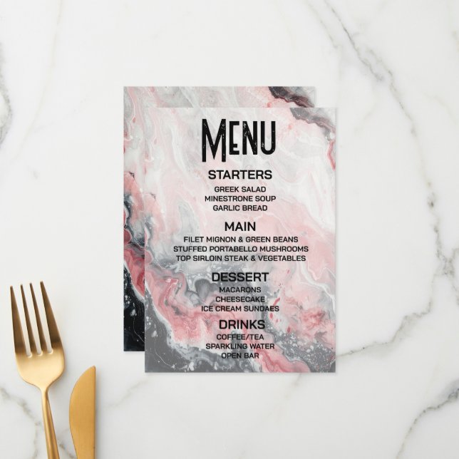 Create Your Own Red Marble Menu (Front/Back In Situ)
