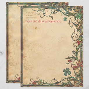 Create Your Own Red Orange Gold Green Lucky Clover Letterhead
