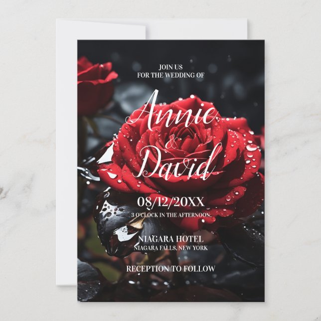 Create Your Own Red Rose Wedding Invitation (Front)