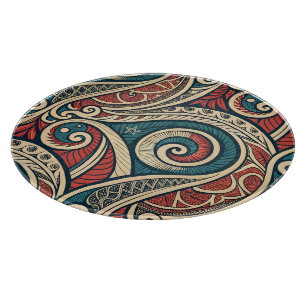 Create Your Own Red Turquoise Blue Festive Tribal Cutting Board