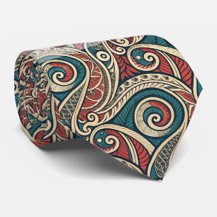 Create Your Own Red Turquoise Blue Festive Tribal Neck Tie
