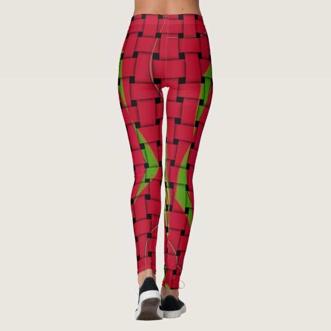 Create your own red woven tartanplaid textile pant (Back)