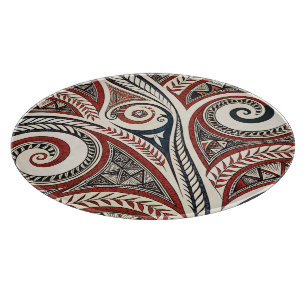Create Your Own Regal Red Blue Festive Tribal Cutting Board
