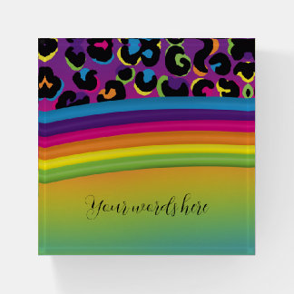 Create Your Own Retro 90s Rainbow & Leopard Print Paperweight
