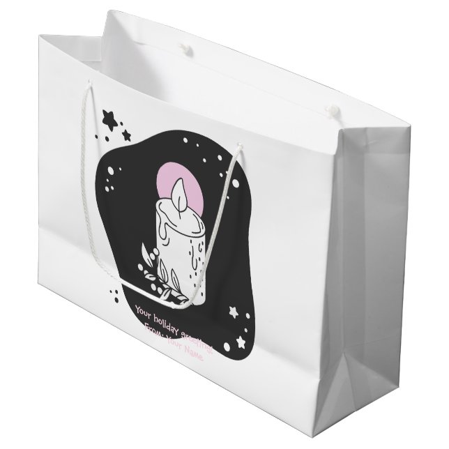Create Your Own Retro Christmas Candle Large Gift Bag (Front Angled)