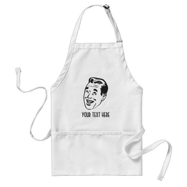 CREATE YOUR OWN RETRO HAPPY MAN HEAD GIFTS ADULT APRON (Front)