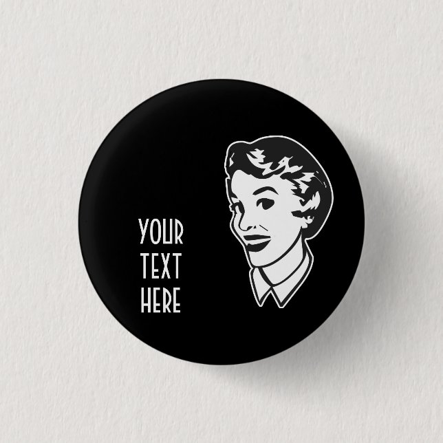 CREATE YOUR OWN RETRO LADY FACE GIFTS BUTTON (Front)