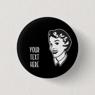CREATE YOUR OWN RETRO LADY FACE GIFTS BUTTON