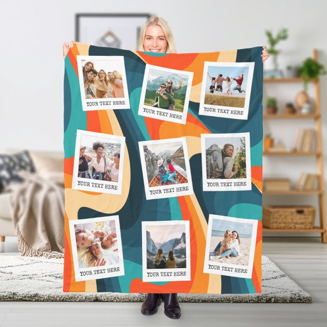 Create Your Own Retro Photo Collage Fleece Blanket (Creator Uploaded)