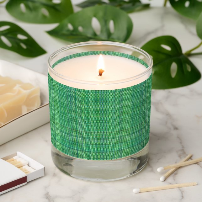 Create Your Own - Retro Plaid - Green Scented Candle (Lit)