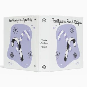 Create Your Own Retro Purple Candy Canes Christmas 3 Ring Binder