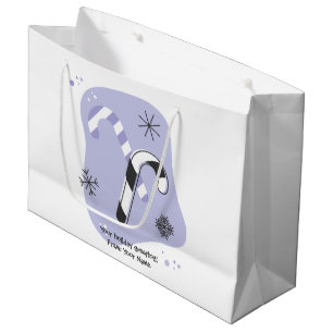 Create Your Own Retro Purple Candy Canes Christmas Large Gift Bag