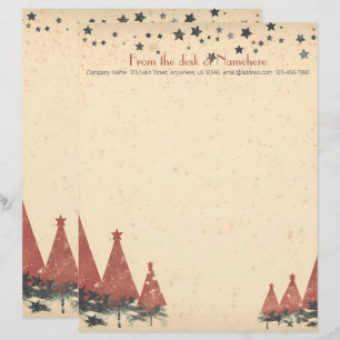 Create Your Own Retro Red Grey Celestial Yule Letterhead