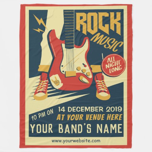 Create your own Retro Rock music fleece blanket