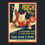 Create your own Retro Rock music poster<br><div class="desc">Change the text fields to what you want. You can further customize the fonts and the text fields’ sizes as you wish. See my store for more music items.</div>