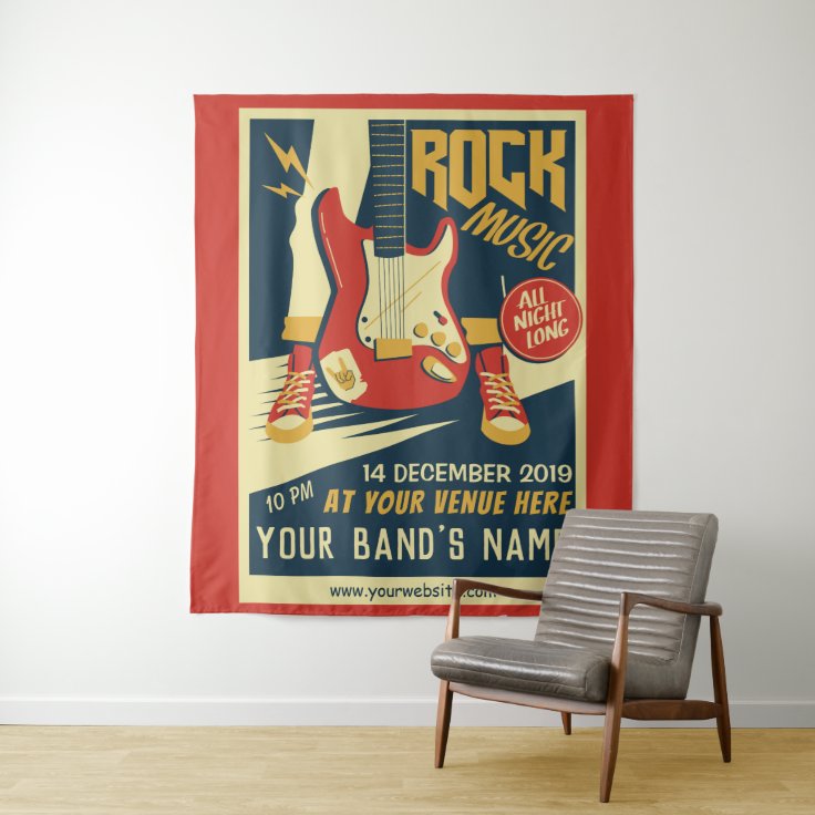 Create your own Retro Rock music tapestry | Zazzle